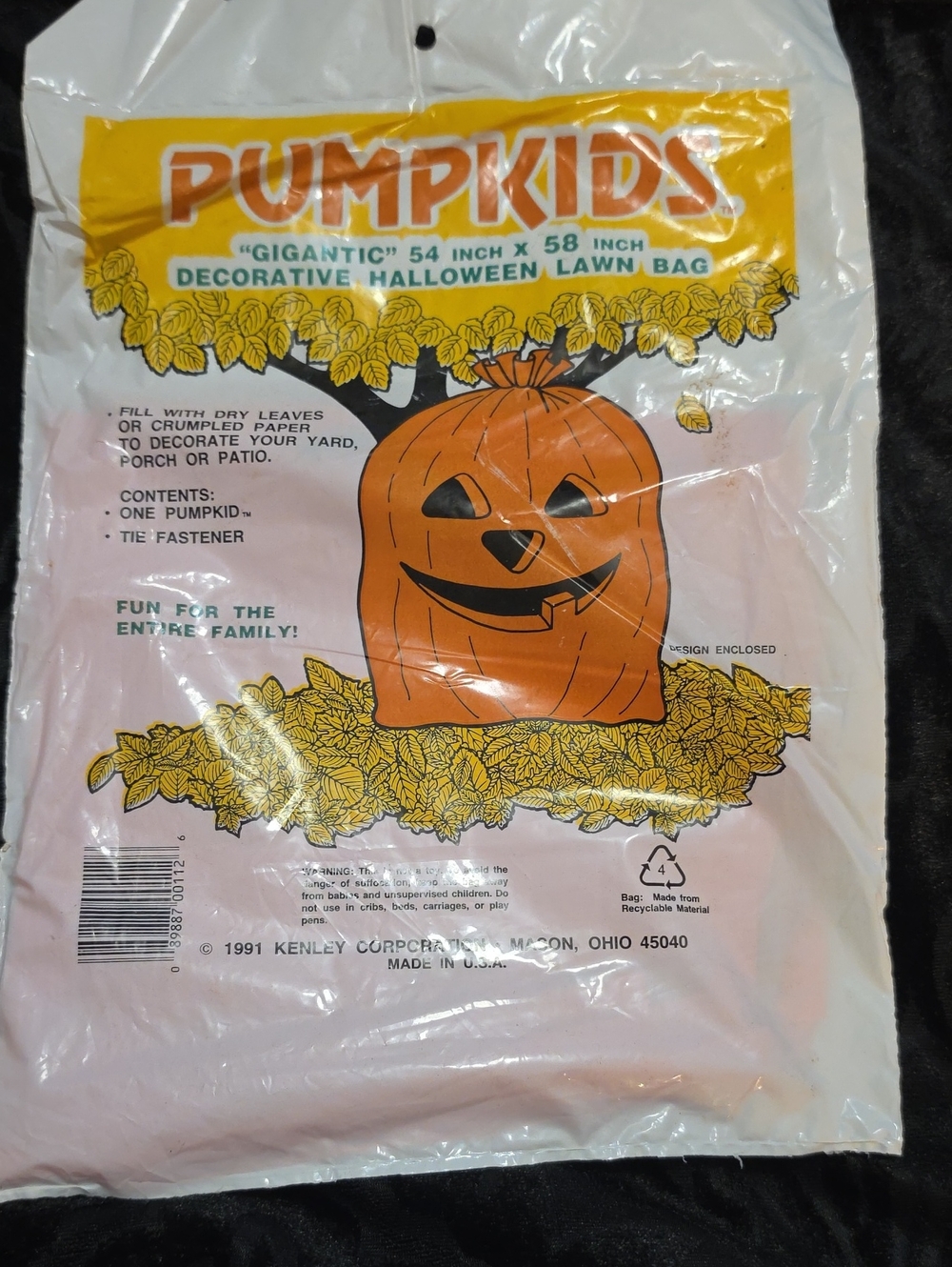 Orange Pumpkin Lawn Bag Decorative Halloween Costume Accessory